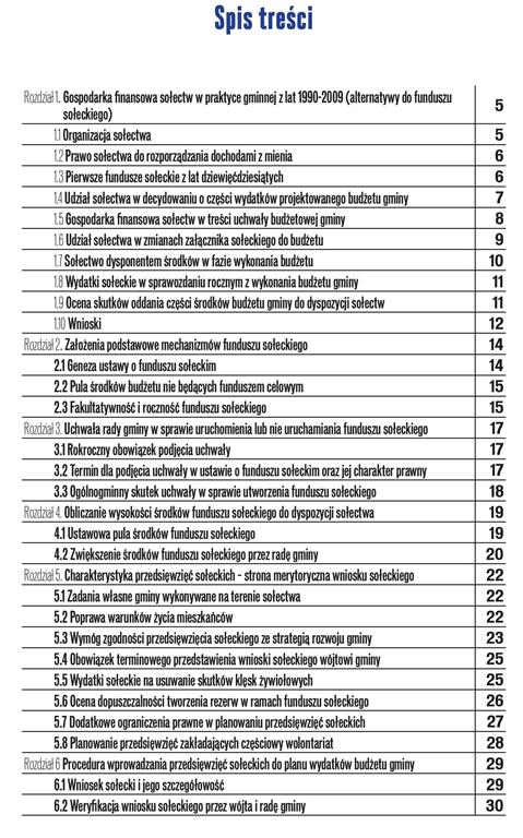 Gospodarka finansowa sołectw - Spis tresci strona 1 - Fundusz sołecki