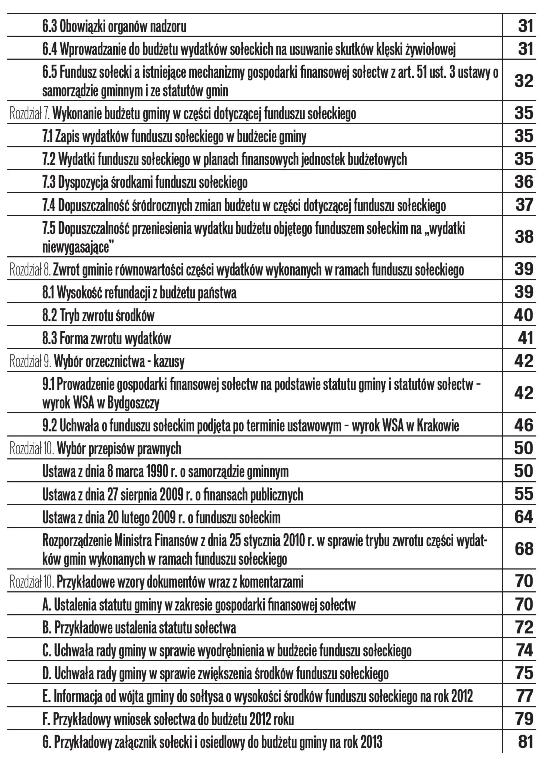 Gospodarka finansowa sołectw - Spis tresci strona 2 - Fundusz sołecki
