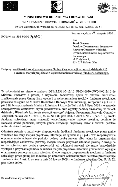 Ministerstwo Rolnictwa i Rozwoju Wsi - Fundusz sołecki
