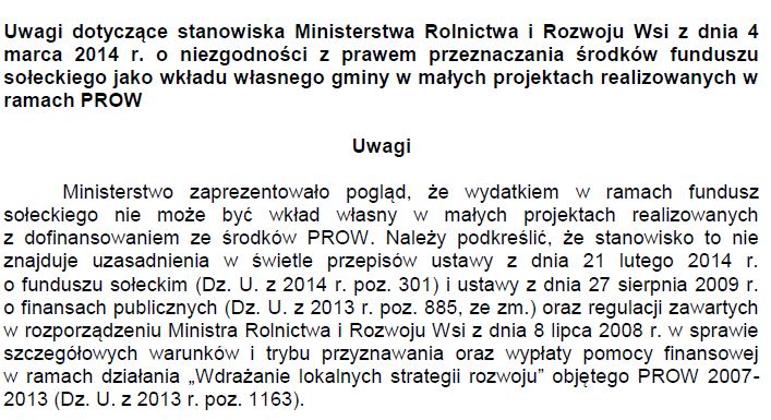 Uwagi - fundusz sołecki